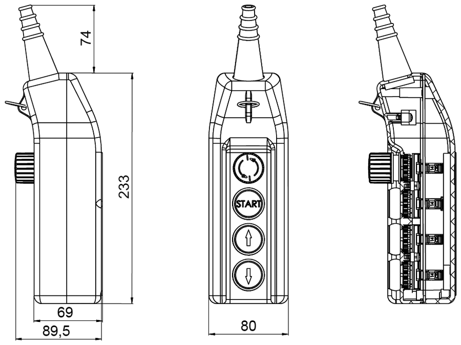 Pendant control station PKS-4\W01 - Dimensions