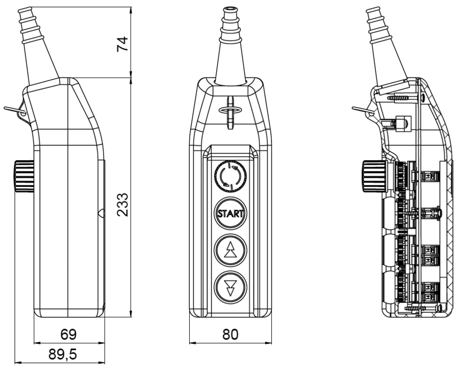 Pendant control station PKS-4\W02 - Dimensions