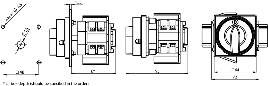 ŁK25RG S08 Main disconnector, rail-mounted - Dimensions