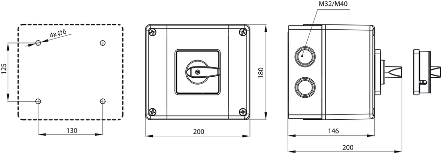 SK80 OB18 Cam switches in enclosure - Dimensions