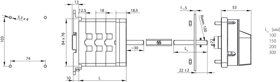 SK63 D Переключатели кулачковые дверное соединение  - Размеры