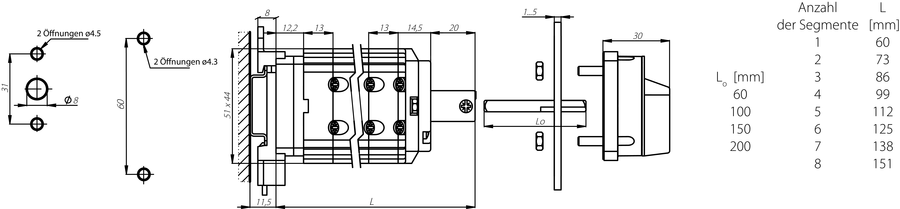 SK20G D Einbau-Nockenschalter - Maße