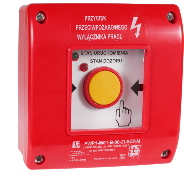 Ręczny przycisk przeciwpożarowego wyłącznika prądu PWP1 z certyfikatem, urządzenie uruchamiająco-sygnalizujące