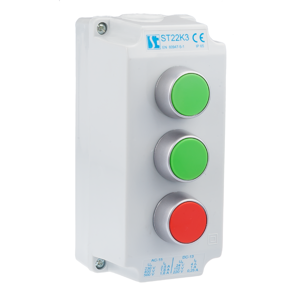 K3 control station with START I - START II - STOP pushbuttons ST22K3\01 - Product picture