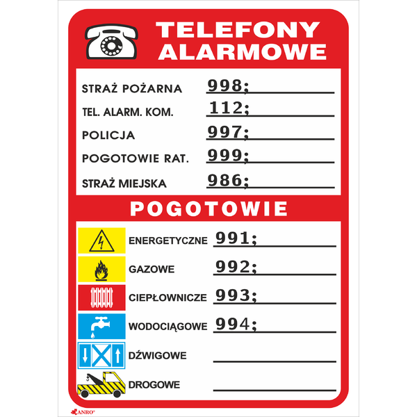Emergency phone numbers 210x150